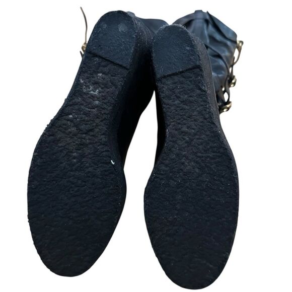 Saint Laurent YSL Vintage Tall Leather Buckle Wedge Boots Size 39/9 Black - Picture 6 of 8